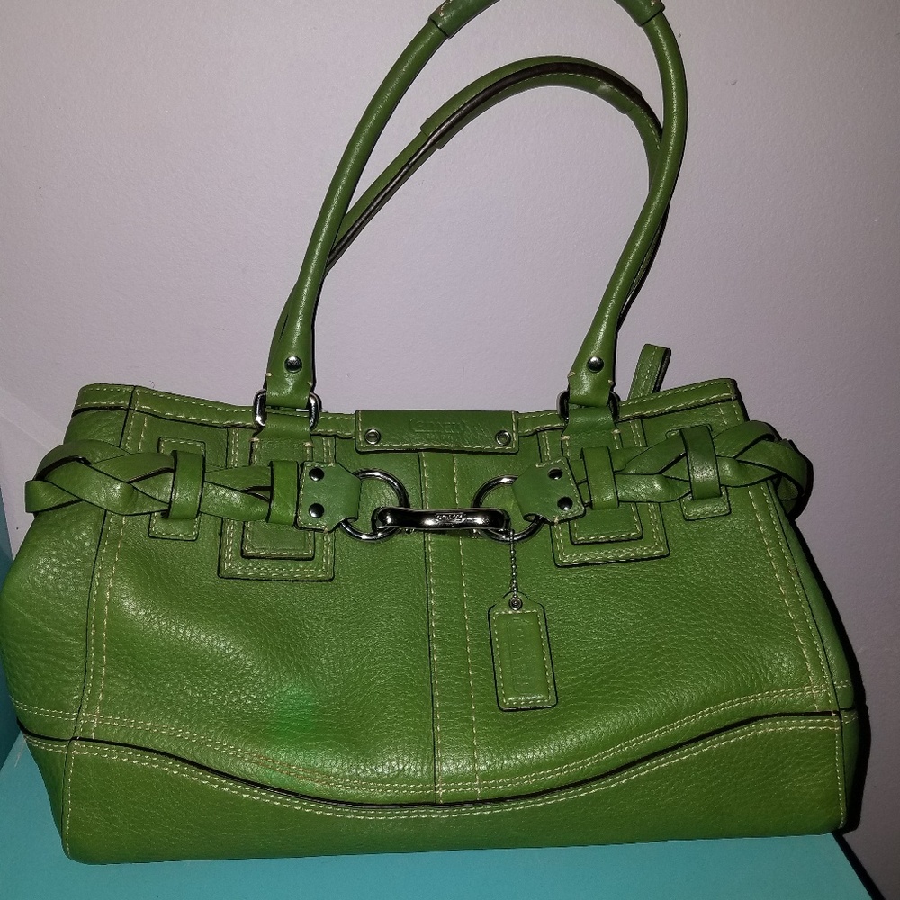 Coach green leather purse